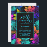 Invitation Orange Turquoise Purple Neon Flowers 30e anniversa<br><div class="desc">Orange,  turquoise,  violet et vert néon floral 30e anniversaire invitation fête. Ces invitations peuvent être customisées pour n'importe quel âge. Contactez-moi pour obtenir de l'aide sur vos personnalisations ou pour demander des produits Zazzle correspondants ou coordonnés supplémentaires pour votre célébration.</div>