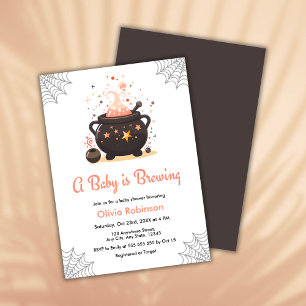 Invitation Orange Un bébé brasse le Baby shower d'Halloween