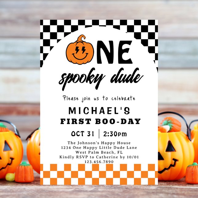 Invitation Orange Un Mec Effrayant Anniversaire Halloween 1 A (Créateur téléchargé)