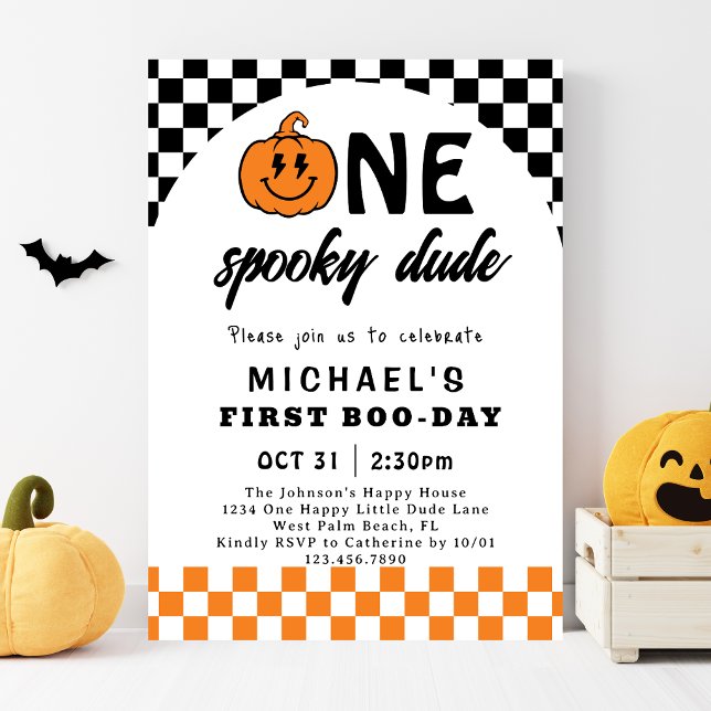 Invitation Orange Un Mec Fantomatique Halloween 1er Anniversa (Créateur téléchargé)