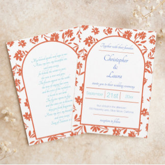 Invitation Orange Verona Sunset Flowers Mariage