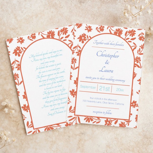Invitation Orange Verona Sunset Flowers Mariage (Créateur téléchargé)