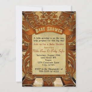 Invitation orange vintage de carnaval pour une bab