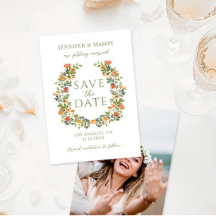 Invitation Orange Whimsical Flower Boho Enregistrer la photo 