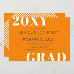 Invitation Orange White Bold Typography Graduation Party