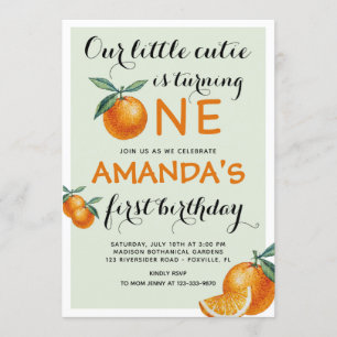 Invitation Oranges 1er anniversaire un peu mignon