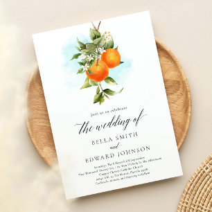 Invitation Oranges Aquarelle Boho Mariage