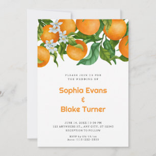 Invitation Oranges d'agrumes tropicales Mariage blanc botaniq