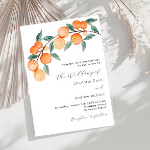 Invitation Oranges de Citrus aquarelle script moderne mariage