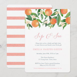 Invitation Oranges de fruits d'agrumes Sip and See Party, Bab