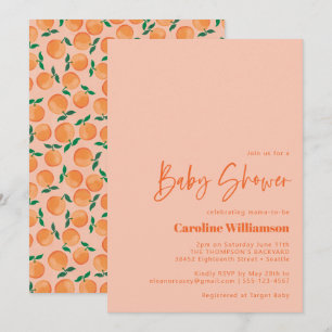 Invitation Oranges d'été Fruit Aquarelle Baby shower rose