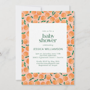 Invitation Oranges d'été Fruit Aquarelle Baby shower rose