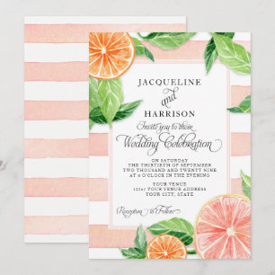 Invitation Oranges modernes de pamplemousse rose d'agrume