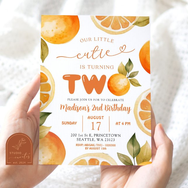 Invitation Oranges Notre petite chérie a 2 ans 2e anniversair (Créateur téléchargé)