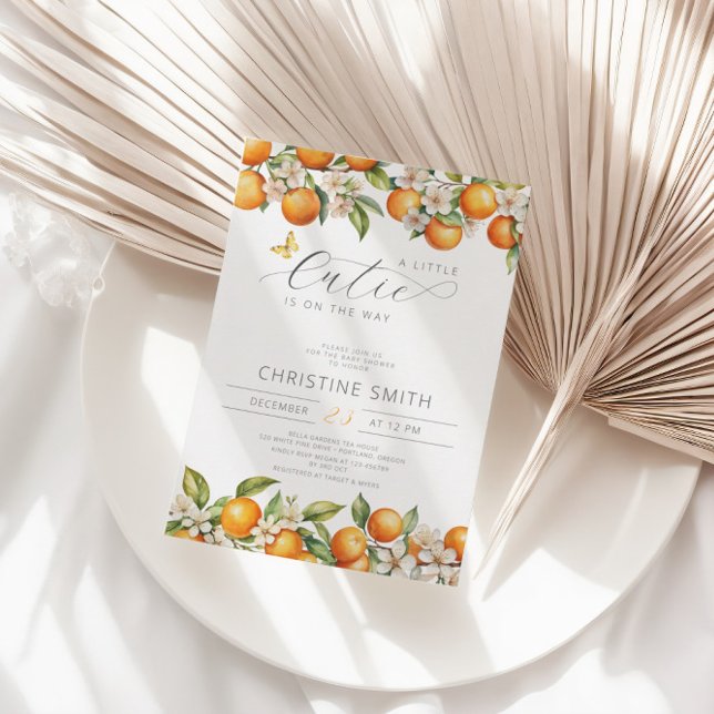 Invitation Oranges Petite Cutie Est Sur Le Chemin Baby shower (Créateur téléchargé)