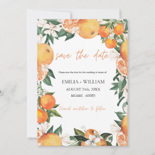 Invitation Oranges romantiques Photo Mariage Enregistrer la d
