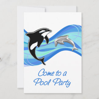 Invitation Orca & Dauphin dans la fête de la piscine des vagu