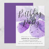 Orchestre d'aquarelle violet fête d'anniversaire