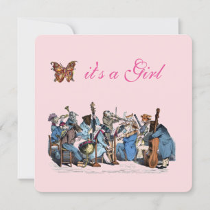 INVITATION ORCHESTRE DE FERME D'ANIMAUX BABY SHOWER DE FILLES