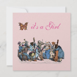 INVITATION ORCHESTRE DE FERME D'ANIMAUX BABY SHOWER DE FILLES