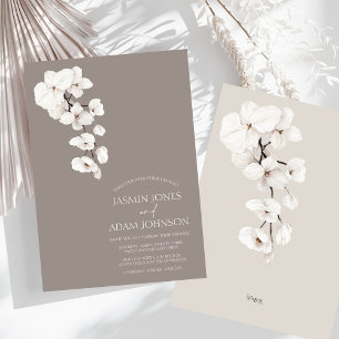 Invitation Orchid blanc gris moderne Mariage élégant