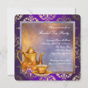 Invitation Orchid Gold Purple Bridal Tea Party