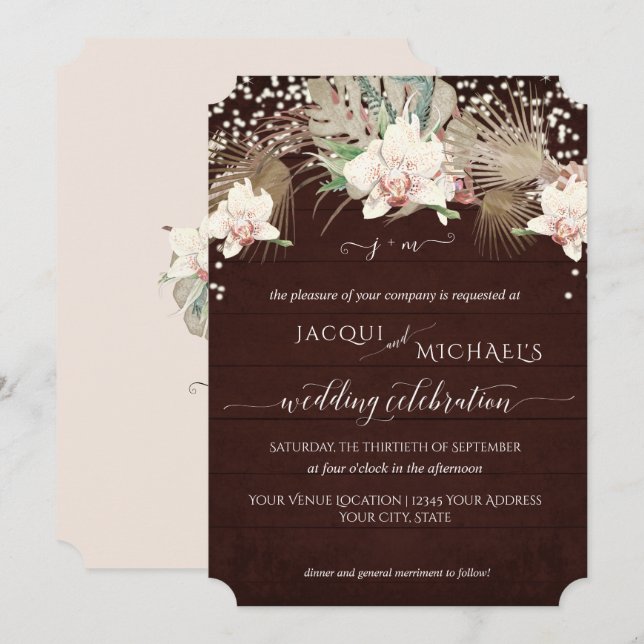 Invitation Orchidée blanche à cônes rouges Bois de Bourgogne (Devant / Derrière)