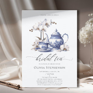 Invitation Orchidée Blanche Hampton Toile Chic Thé nuptiale D