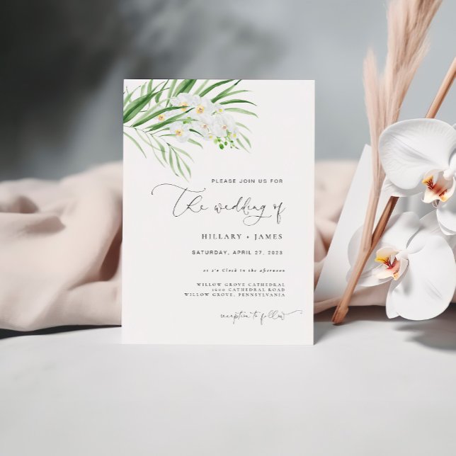 Invitation Orchidée blanche | Le mariage de l'invitation (Créateur téléchargé)