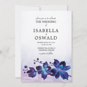 Invitation Orchidée bleue et mariage violet
