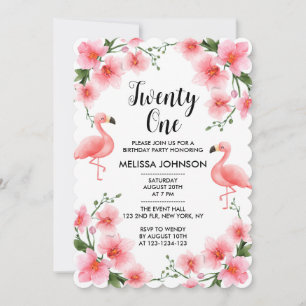 Invitation Orchidée de Flamant rose rose tropical Flora 21e a