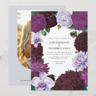 Invitation Orchidée de minuit, Aubergine veloutée & Mauve bru
