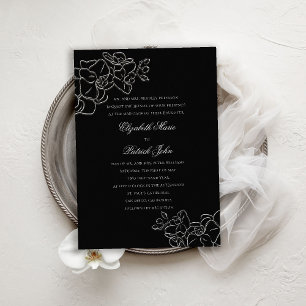 Invitation Orchidée Hirloom noir blanc Formal Mariage classiq