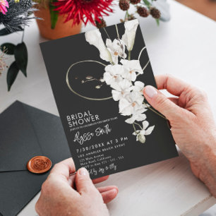 Invitation Orchidée noire Elégant luxe Fête des mariées moder