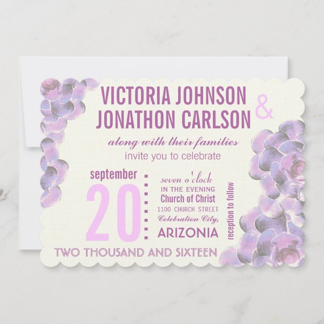 Invitation Orchidée rayonnante Succulente Mariage de typograp (Devant)