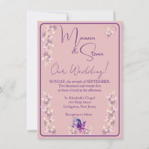 Invitation Orchidée rose & Lavande Mariage Floral