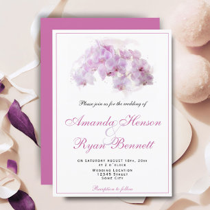 Invitation Orchidée Rose Peinture Aquarelle Fleur Floral Mari