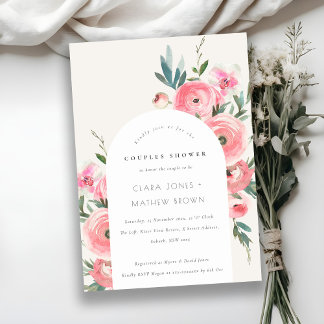 Invitation Orchidée Rose rose Arc Floral Couples Douche