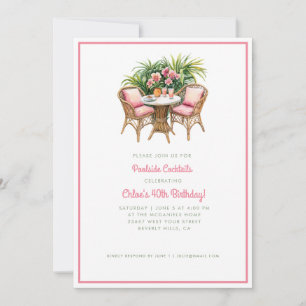 Invitation Orchidée tropicale avec chaises en rotin Partie