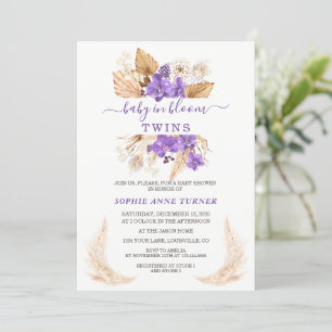 Invitation Orchidée violette Pampas Grass Lunaria Baby en fle