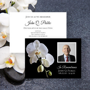 Invitation Orchidées blanches à l'anniversaire de la mort noi
