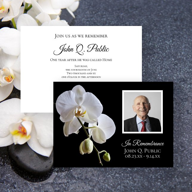 Invitation Orchidées blanches à l'anniversaire de la mort noi (Créateur téléchargé)
