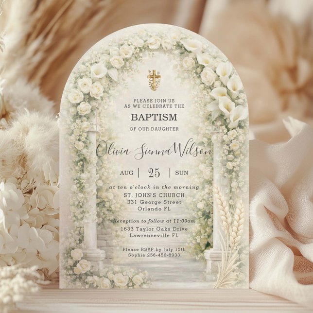Invitation Orchidées blanches chic et lis calla Fleur Baptême (Créateur téléchargé)