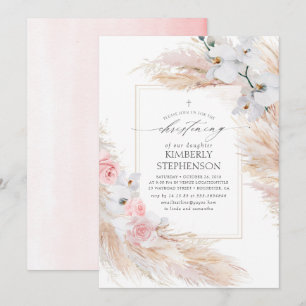 Invitation Orchidées blanches de l'herbe de la Pampa