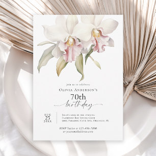 Invitation Orchidées blanches élégantes Floral 70e anniversai