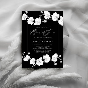 Invitation Orchidées blanches Fête des mariées croquis en gra