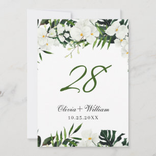 Invitation Orchidées blanches Mariage de Bohême Numéro de tab