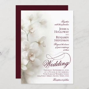 Invitation Orchidées blanches Mariage de code QR de script fa