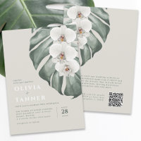 Orchidées blanches modernes Code QR Mariage tropic
