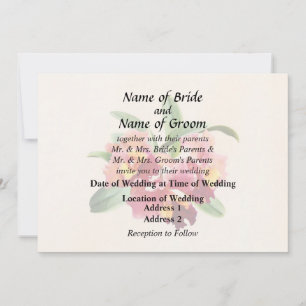 Invitation Orchidées Cattleya pêche et cramoisie